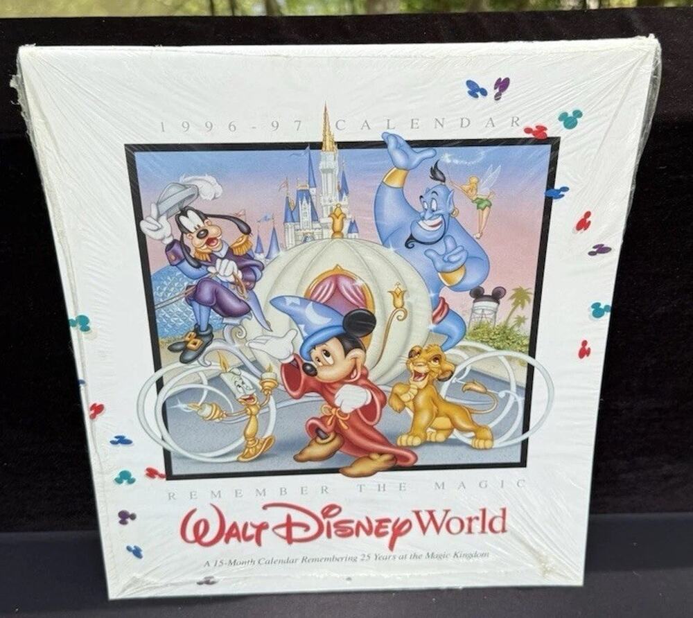 Walt Disney World 25th Anniversary Calendar 1996 New Sealed! Real Park Photo!
